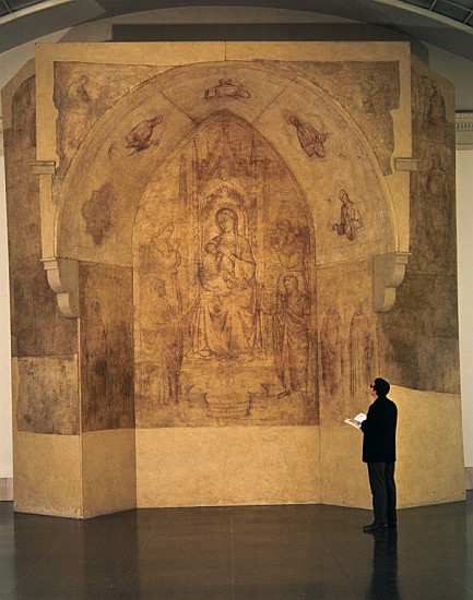 Madonna and Child Enthroned, drawing for a fresco (sinopia on paper) de Paolo di Stefano Badaloni Schiavo