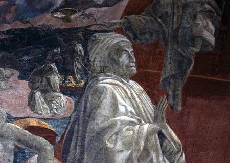 The Flood and Subsidence of the Waters and the Sacrifice and Drunkenness of Noah, detail of a prayin de Paolo Uccello