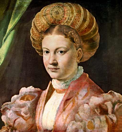Portrait of a young woman, possibly Coun - Parmigianino en reproducción  impresa o copia al óleo sobre lienzo.
