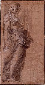 Stationary woman with lamb. de Parmigianino