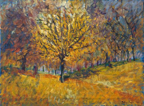 November in Hyde Park, 1997 (oil on canvas) 