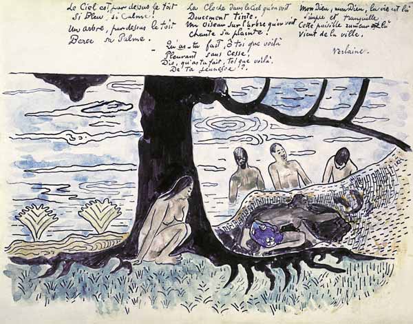 Illustration for a poem of Verlaine Le Ciel est pa de Paul Gauguin