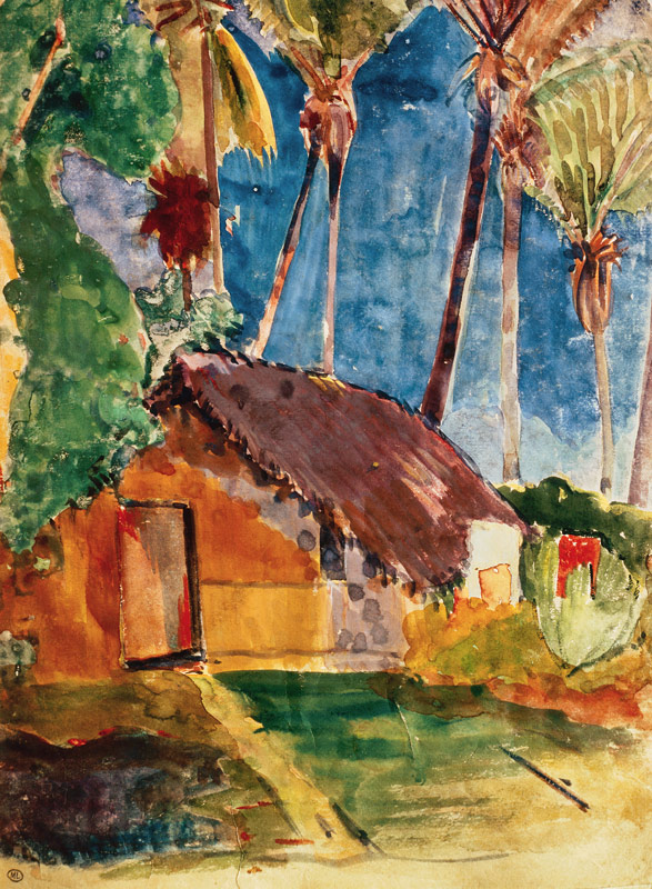 Thatched hut under palms (illustration from Noa No de Paul Gauguin
