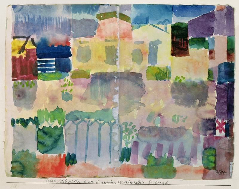 Garden in Saint-Germain, the European quarter of Tunis, 1914 (no 213) (w/c on paper on cardboard)  de Paul Klee