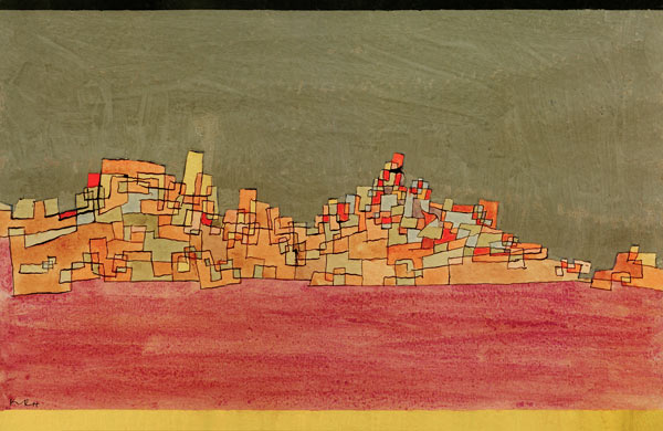 Zweihuegel Stadt, 1927. de Paul Klee