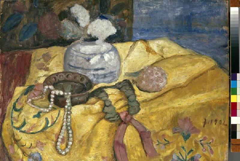 Stillleben mit Perlen und Vase de Paula Modersohn-Becker