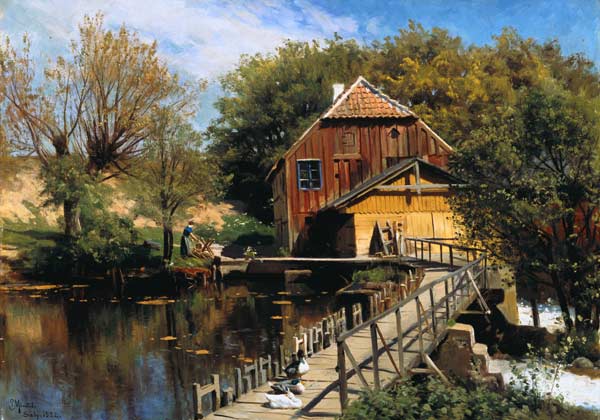 Water-mill at the Saeby river. de Peder Moensted