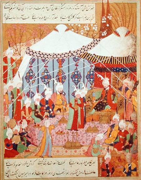 Or.1359 fol. 35 v. Sultan Bayazid Captured by Timur (1370-1405) from the Zafenamah de Persian School