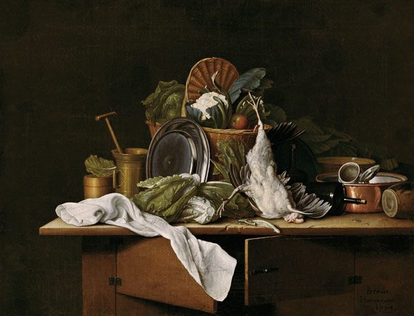 Quiet life with vegetables and dead chicken de Peter Jakob Horemans