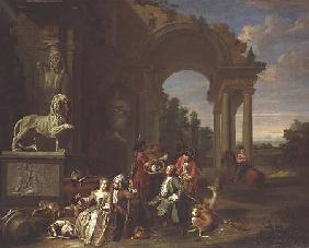 A Hunting party in classical ruins