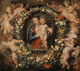 The Madonna in the floral wreath. The floral wreat
