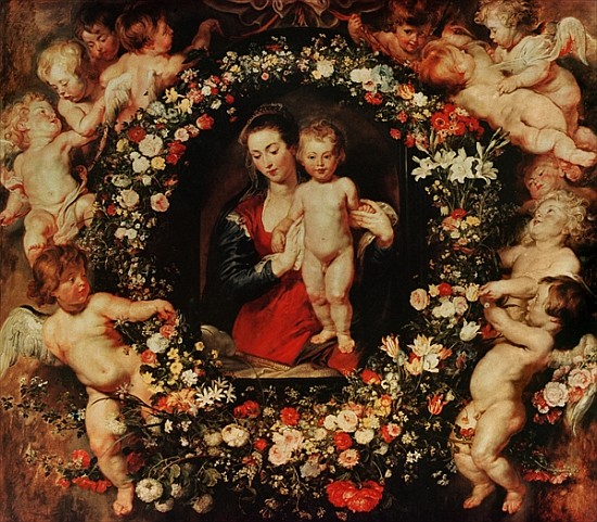 Virgin with a Garland of Flowers, c.1618-20 de Peter Paul Rubens