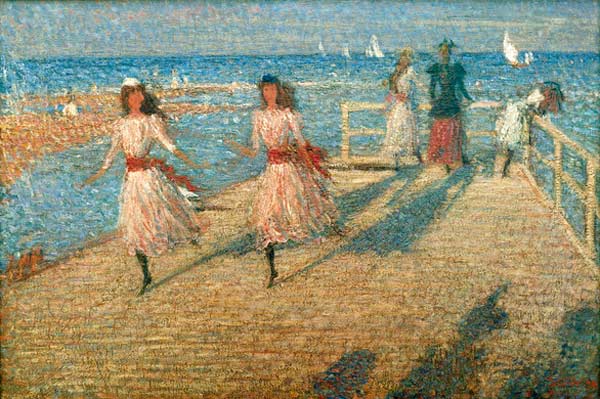 Laufende Mädchen auf dem Landungssteg in Walberswick de Philip Wilson Steer