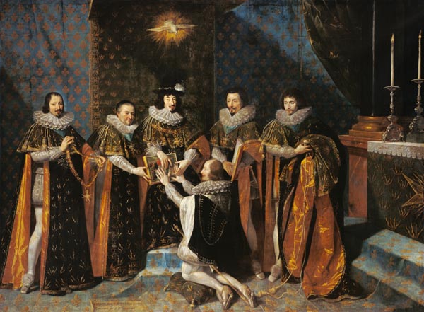 Louis XIII (1601-43) Receiving Henri d'Orleans (1595-1663) Duc de Longueville, into the Order of the de Philippe de Champaigne