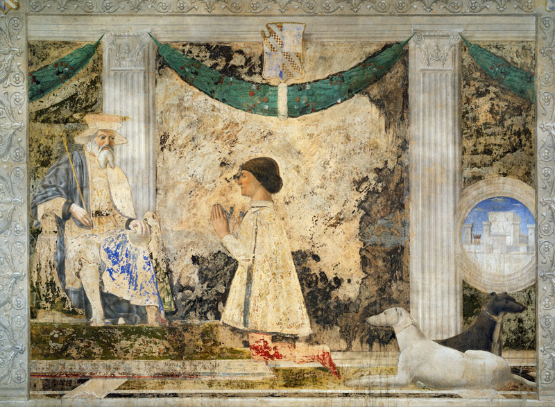 Sigismondo Pandolfo Malatesta vor dem Heiligen Sigismund kniend. de Piero della Francesca