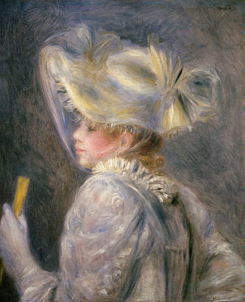 Young woman with a white hat. de Pierre-Auguste Renoir