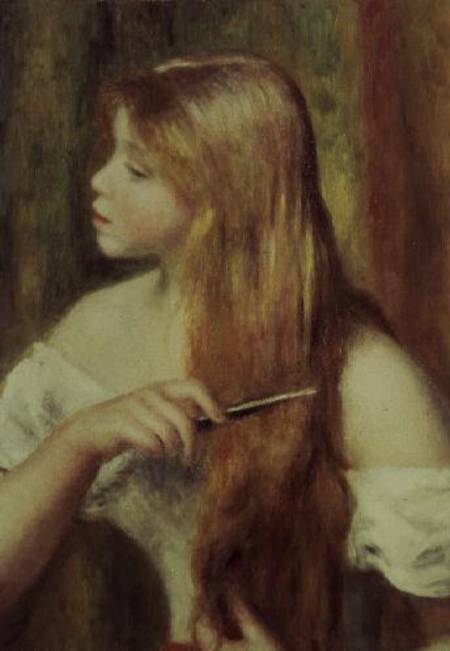 Blonde girl combing her hair de Pierre-Auguste Renoir