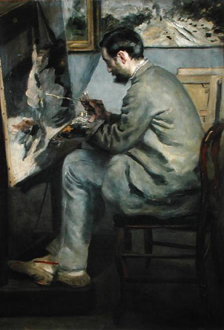 Frederick Bazille at his Easel de Pierre-Auguste Renoir