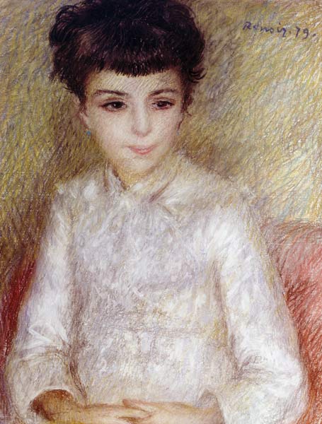 Portrait of a girl with brown hair de Pierre-Auguste Renoir