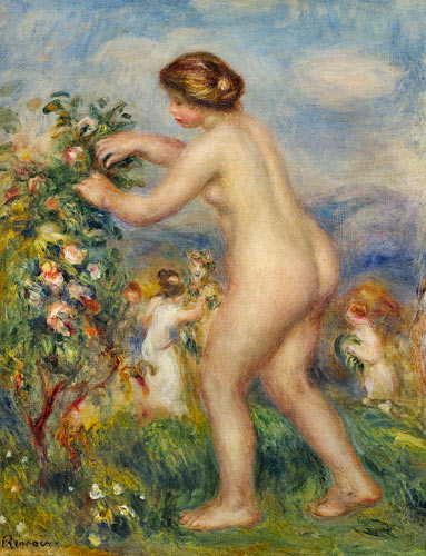 Naked young woman in landscape. de Pierre-Auguste Renoir