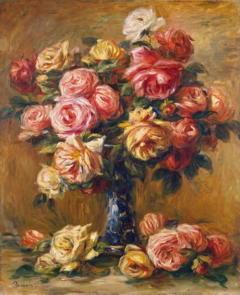 Roses in a Vase de Pierre-Auguste Renoir