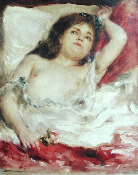 Semi-Nude Woman in Bed: The Rose de Pierre-Auguste Renoir