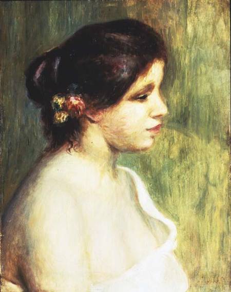 Young Woman with Flowers at her Ear de Pierre-Auguste Renoir