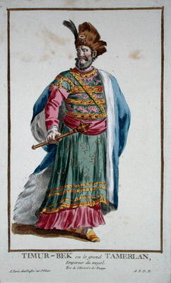 Tamburlaine (1336-1405) from 'Receuil des Estampes, representant les Rangs et les Dignites, suivant de Pierre Duflos
