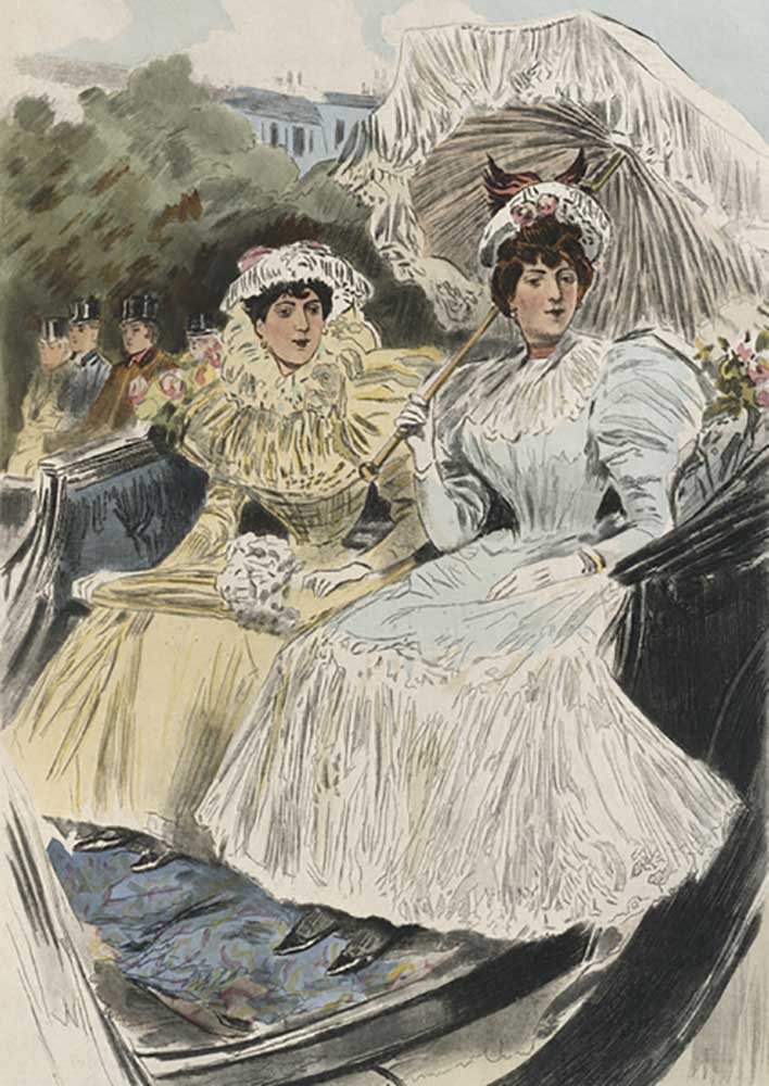 Distinguished young women of easy virtue, illustration from La Femme a Paris by Octave Uzanne (1851- de Pierre Vidal