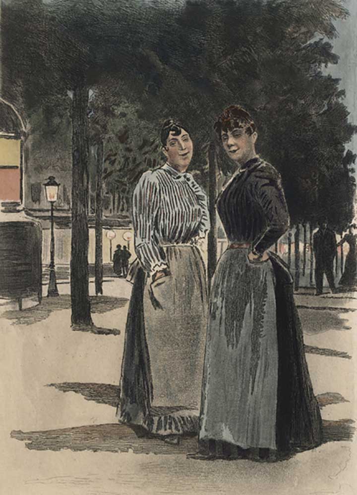 Two ordinary women on the boulevard, illustration from La Femme a Paris by Octave Uzanne (1851-1931) de Pierre Vidal