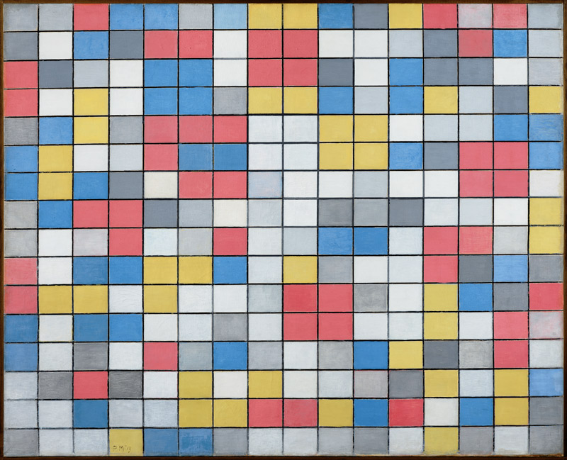 Composition with Grid 9: Checkerboard Composition with Light Colours de Piet Mondrian