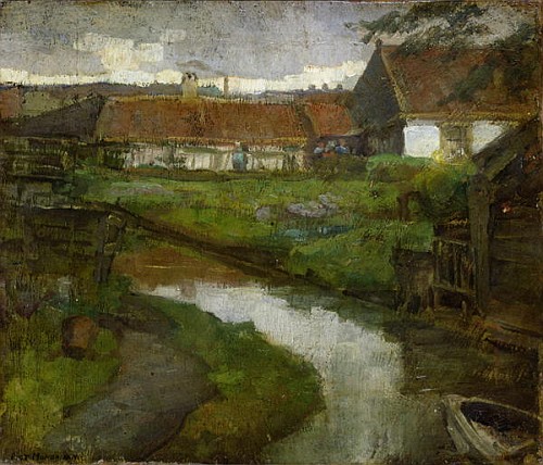 Farmstead and Irrigation Ditch with Prow of Rowboat de Piet Mondrian