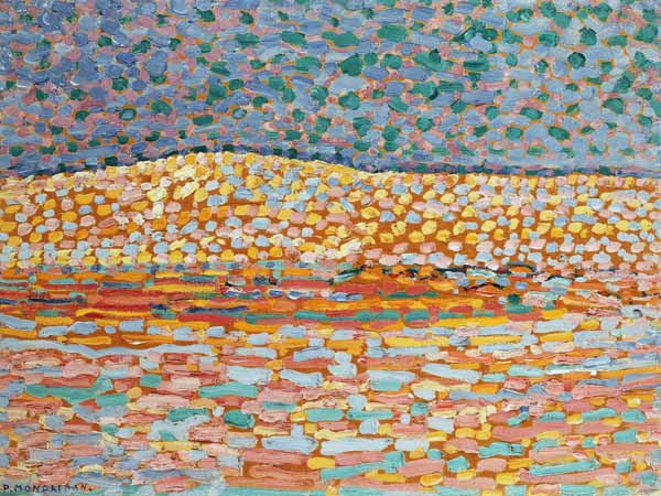 Pointillistische Studie einer Düne, mit leichter Erhebung auf der linken Seite de Piet Mondrian