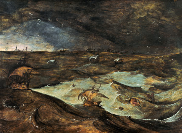 Sea storm. de Pieter Brueghel El Viejo