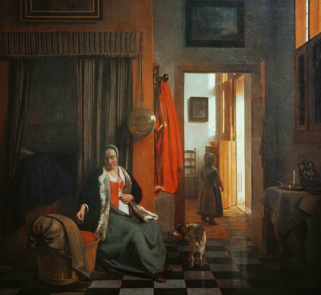 Mother at the cradle de Pieter de Hooch