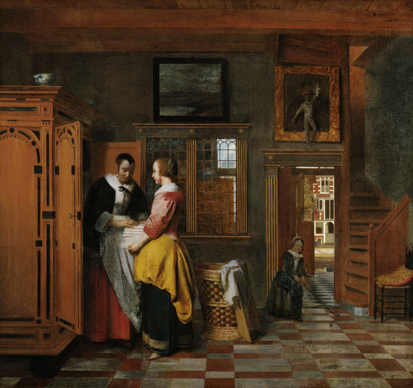 Interior with Women beside a Linen Chest de Pieter de Hooch