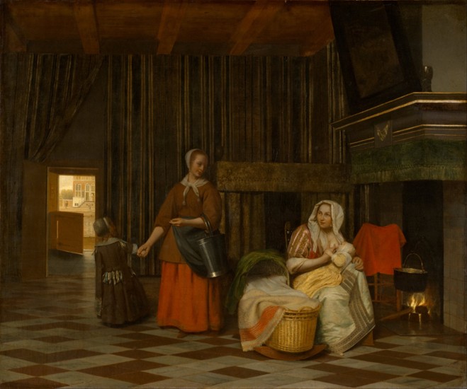 Woman and Child with Serving Maid de Pieter de Hooch
