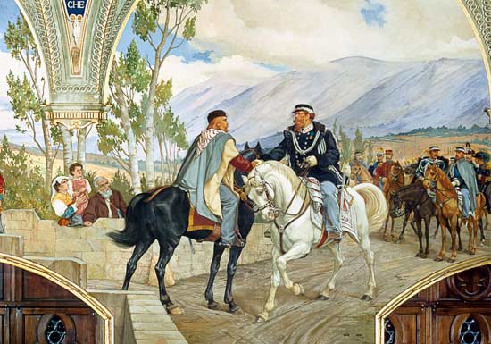 The Meeting Between Giuseppe Garibaldi (1807-82) and King Vittorio Emanuele II (1820-78) on the 26th de Pietro Aldi