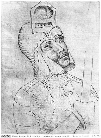 Soldier wearing a visored helmet, from the The Vallardi Album de Pisanello
