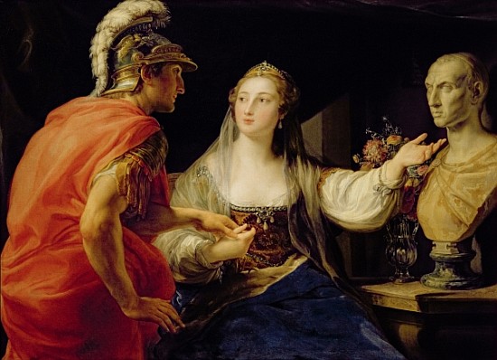 Cleopatra showing Octavius the bust of Julius Caesar de Pompeo Girolamo Batoni