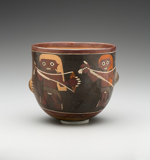 Bowl decorated with Men Spinning (painted terracotta) de Pre-Columbian