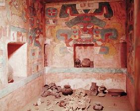 Reconstruction of Tomb 104 from Monte Alban, containing a skeleton