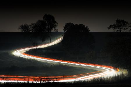 Country road at night