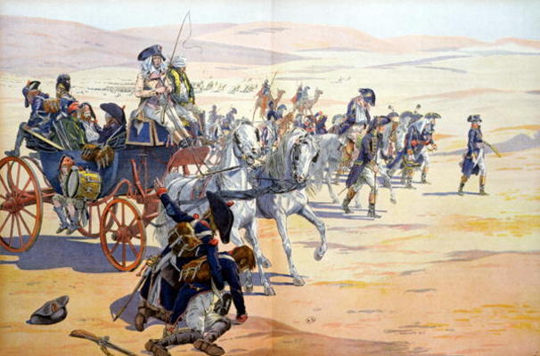 Napoleon (1769-1821) and his Troops in the Desert during the Egyptian Campaign, illustration from 'B de pseudonym for Onfray de Breville, Jacques Job