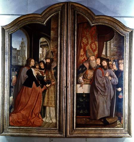 The Holy Kinship, or the Altarpiece of St. Anne, detail of the right panel depicting the Death of St de Quentin Massys or Metsys