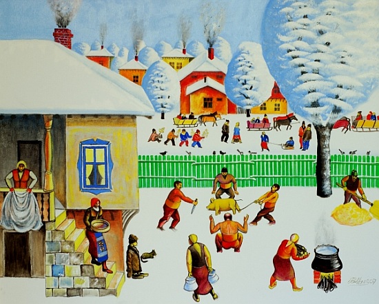 On Christmas Tree - Radi Nedelchev en reproducción impresa o copia al óleo  sobre lienzo.