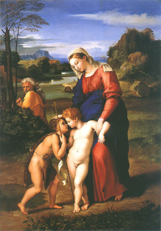 Hallow family with St. Johannes (Madonna del Passe de Raffaello Sanzio