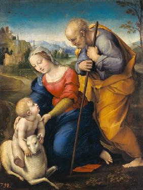 The Holy Family with a Lamb