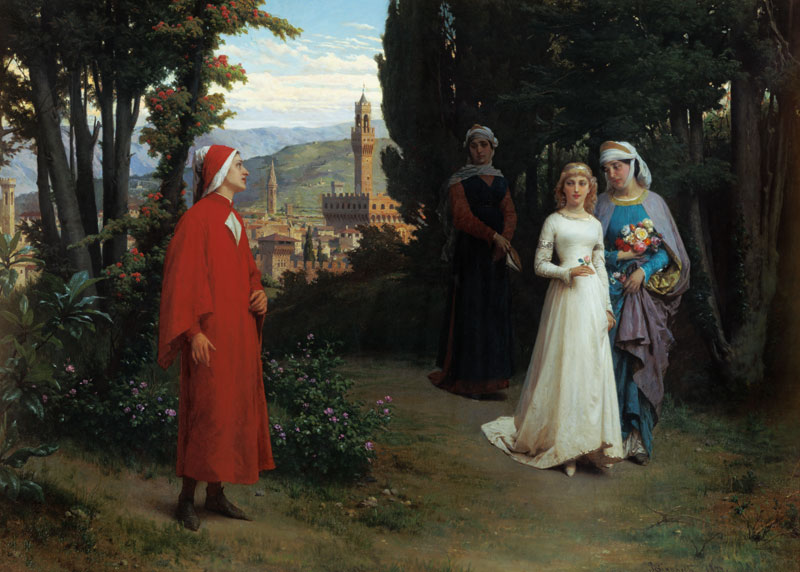 First meeting of Dante and Beatrice de Raffaelle Gianetti