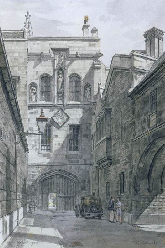 New College Lane Gate, 1940 (w/c on paper) de Randolph Schwabe